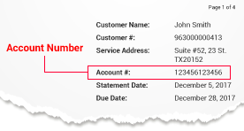 Sample image of a bill showing the account number