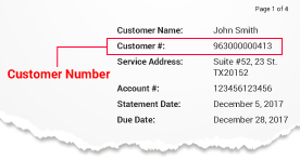 Sample image of a bill showing the customer number